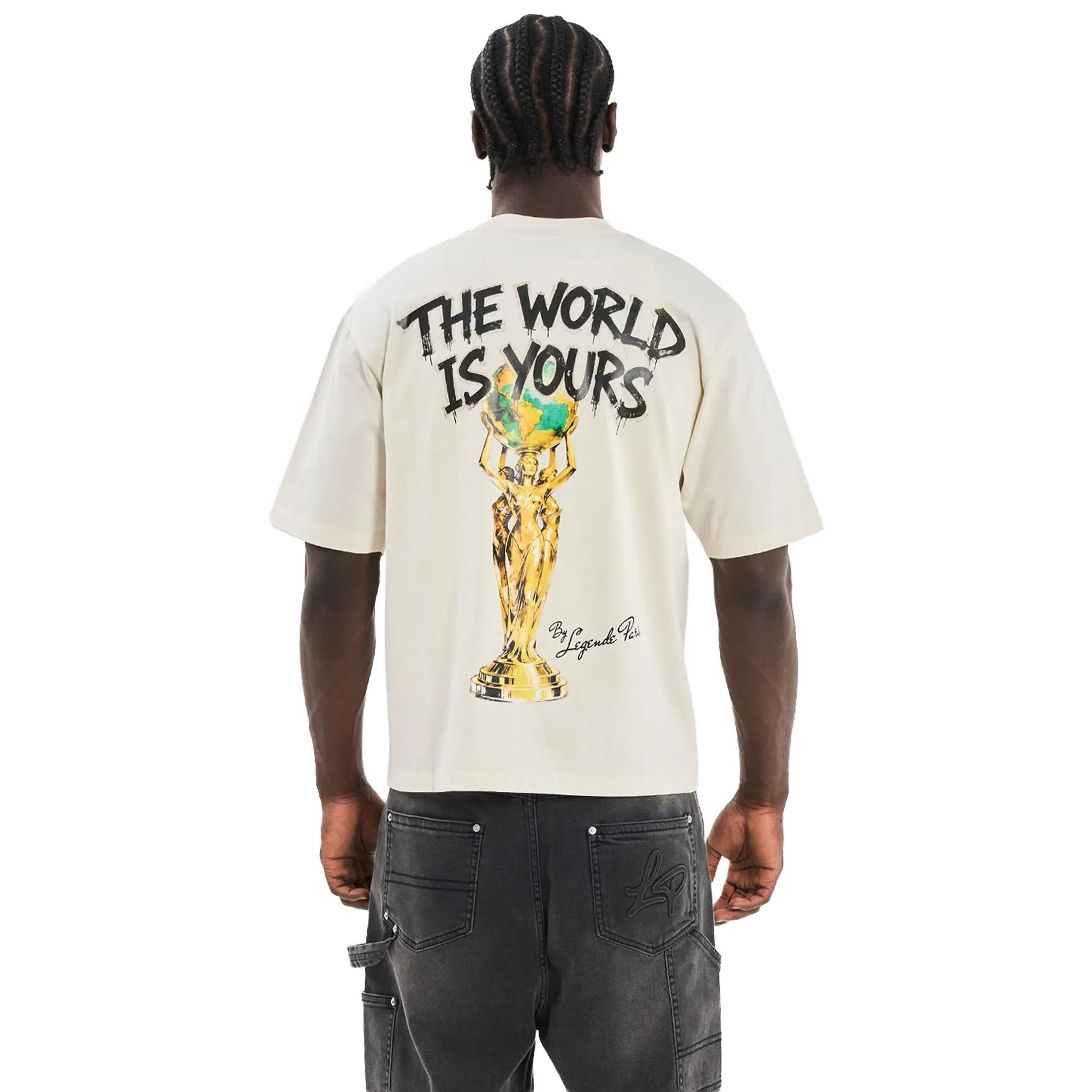 Back View of Legende Paris Twiy Statue Off White T-Shirt